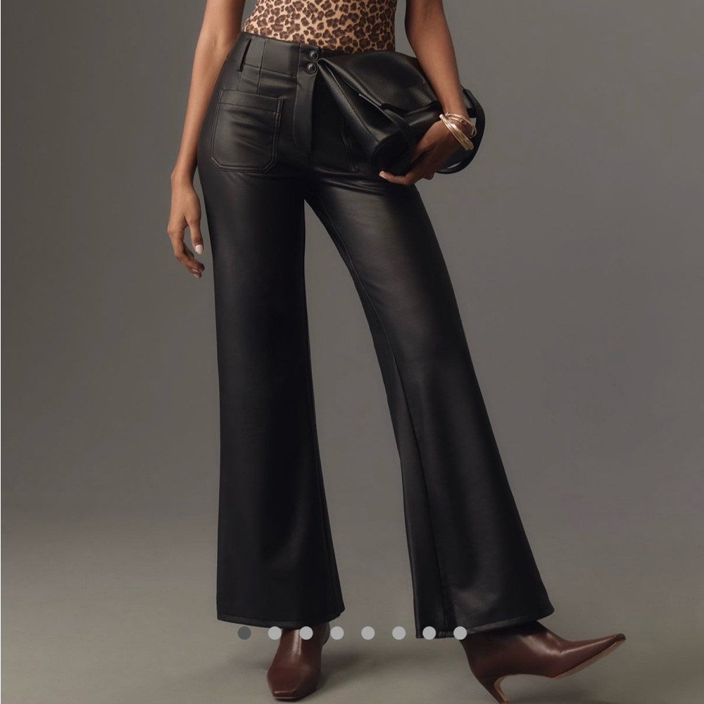Maeve by Anthropologie the Junior Jean High-Rise Faux LeatherFlare Pants
